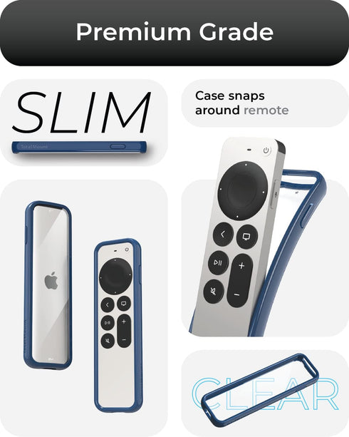 TotalMount Air Rim Case for Apple TV Remotes, Slim Hybrid Remote Case with Ultimate Drop Protection, Blue Perimeter