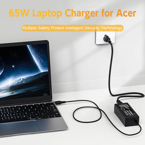 65W Charger for Acer Aspire 5 Laptop; A515-43, A515-51, A514-52; A515-43-R19L, A515-43-R5RE, A515-51-58HD,