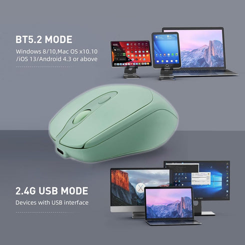 Bluetooth Wireless Mouse USB C for MacBook Air Pro/iMac, Rechargeable Silent Ergonomic Mouse for Office and Gaming