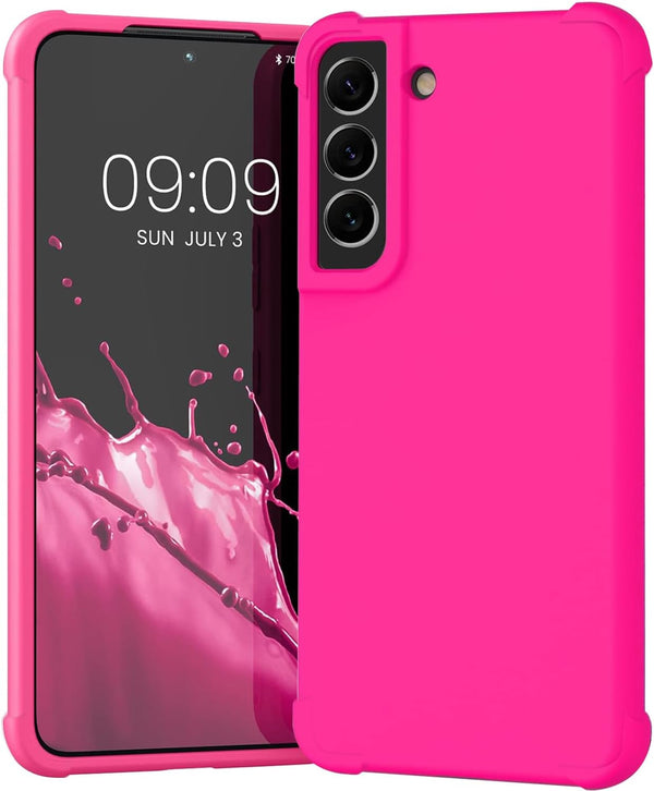 KIOMY Samsung Galaxy S22 5G Case, Shockproof Bumper Protective Cover with Airbags Corners, Hot Pink Color