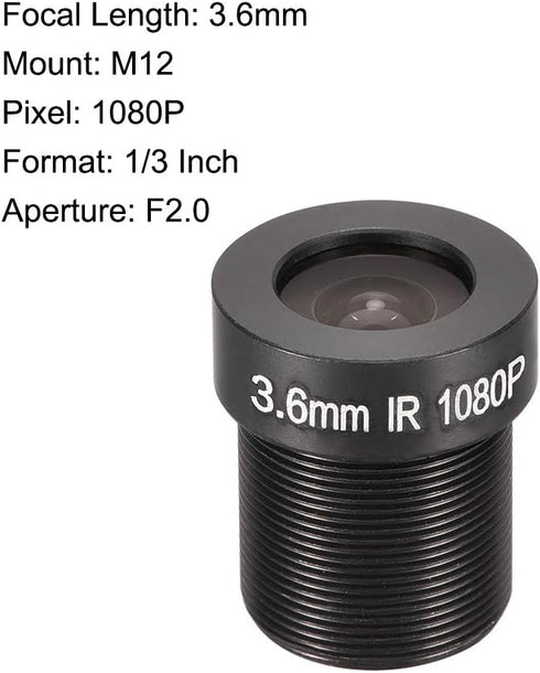 uxcell 3 Pcs CCTV Camera Lens 3.6mm Focal Length 1080P F2.0 1/3 Inch Wide Angle for CCD Camera
