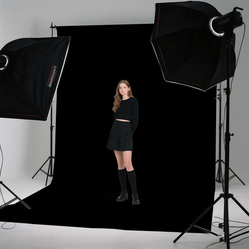 LYLYCTY 8x10FT Black Photo Backdrop for Photoshoot, Black Background for Portrait Product Party Photography Video Live
