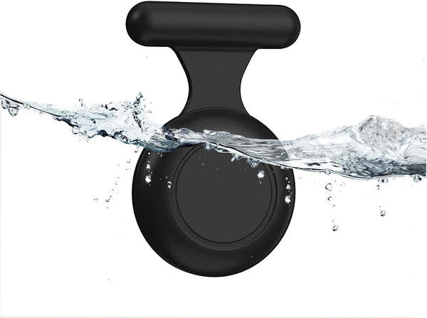 Waterproof AirTag Holder Case for Kids, Hidden Brooch Pin Item Locator Anti Lost GPS Tracker for Child/Pets, Black