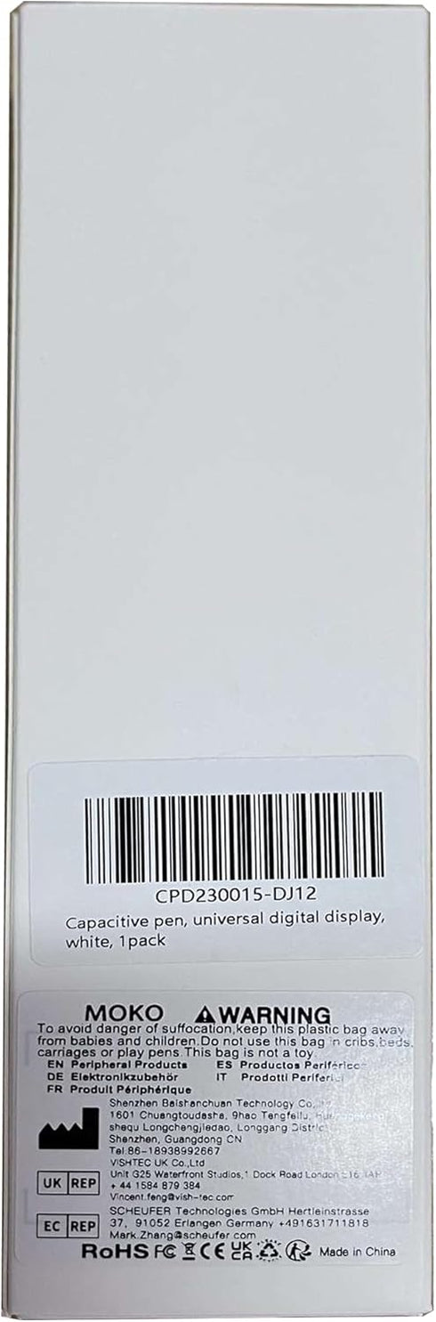 MoKo Stylus Pens for Touch Screens, Fast Charge Stylus for Apple iPad/iPhone/Samsung, White