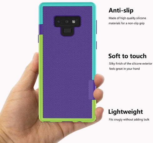 Jeylly Galaxy Note 9 Case - Shock-Absorption Rugged Soft TPU Hard PC Armor Protective Cover in Purple