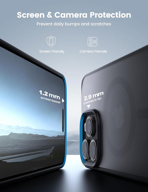 Lamicall iPhone 15 Pro Max Magnetic Case - Slim Translucent Hard Cover, Military Grade Shockproof, Anti-Slip Edge,