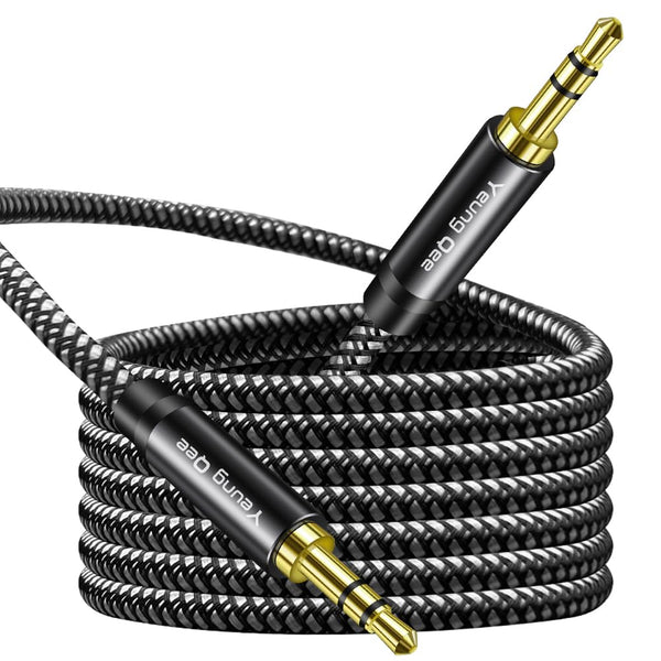 Yeung Qee Aux Cord 1.5ft, 3.5mm Aux Cable - Nylon Braided Audio Cable 3.5mm