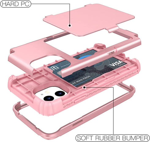 WeLoveCase iPhone 11 Wallet Case for Women, Men Defender Credit Card Holder Cover with Hidden Mirror, Shockproof