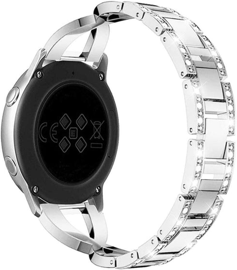 Compatible for Samsung Galaxy Watch 7/6/5/4 Band/Active 2, 40mm 44mm, Watch 4 Classic Band 46mm 42mm, 20mm Bling Metal