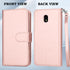 Takfox Galaxy J3 2018 Leather Wallet Case, Flip Folio with 9 Card Holder and Detachable Strap in Rose Gold