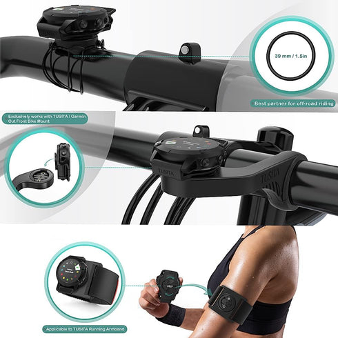 TUSITA 26mm QuickFit Quarter-Turn Bike Mount | Compatible with Garmin Fenix 6X Pro, Fenix 7X