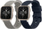 kwmobile Straps Compatible with Garmin Venu Sq 2 Music/Sq 2, 2x Replacement Silicone Watch Bands - Black/Grey