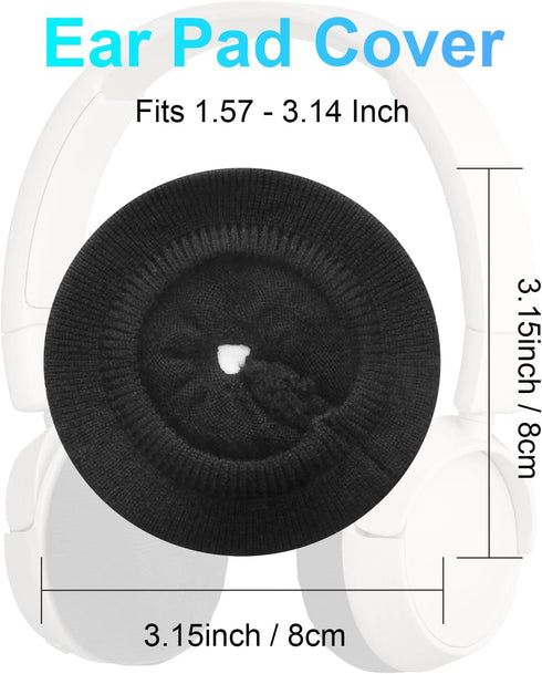 Headphone Ear Pads Covers with Stretchable Knit Fabric, PChero 2 Pairs Earpads Sweat Cover Washable Sanitary Earcup Protectors for On-Ear Headset, Fit 1.57" - 3.14" Ear Cushions