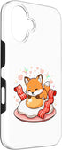 Kawaii Fox Breakfast Bacon Egg Hearts 16 Cute Fox Sleeping On Egg with Bacon Hearts Case for iPhone