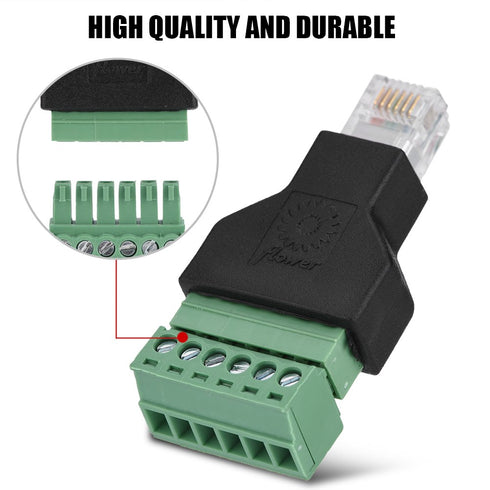PUSOKEI RJ12 6P6C Male to 6 Pin Wired Screw Terminal Connector Adapter, 1Pcs Ethernet Screw Terminal Block