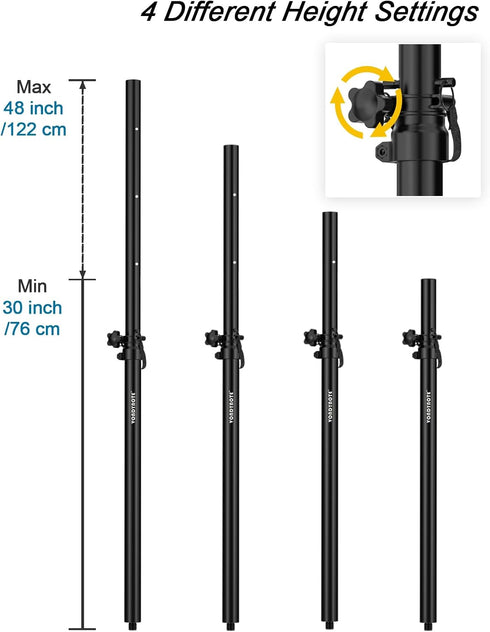 Set of 2 Speaker Pole for Subwoofer, Height Adjustable, Fits M20 Threaded Mount and 35mm Mount Speaker Extender