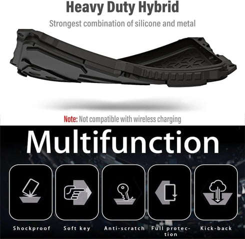 Armor Phone Case for iPhone 15, Military Grade 360 Full Protection, Heavy Duty Hybrid Metal Bumper - Red