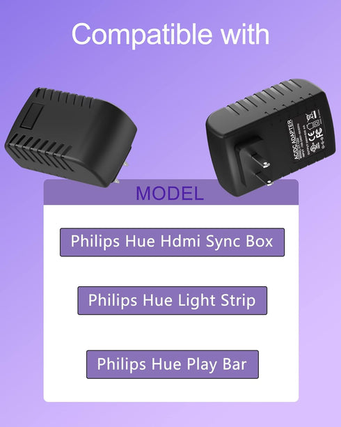 Replacement Philips Hue Power Supply 24V DC Plug for Hue Play Bar, Light Strip Plus, HDMI Sync Box, Light Bulb