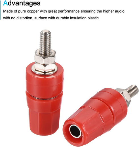 MECCANIXITY Terminal Binding Post Amplifier Connector, Banana Plug Jack Speaker Red, 4 Pack