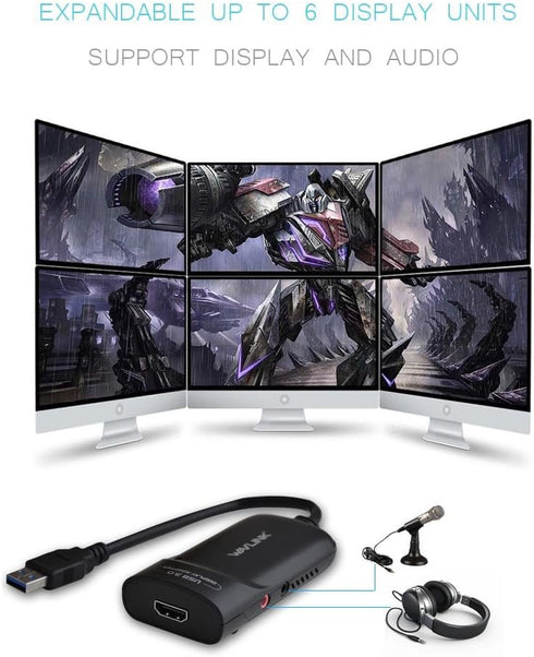 WAVLINK USB 3.0 to HDMI Adapter for Multiple Displays, 2K (2048x1152), External Video Graphics Card Adapter