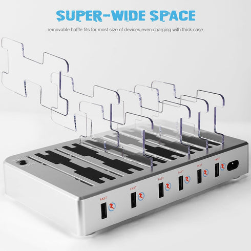 Charging Station, Multi Charging Station for Multiple Devices, 6 Ports USB Multi Phone Fast Charging Station for Cell