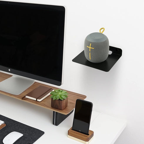 TXEsign Small Floating Shelves, 6" Speaker Shelf-2 Pack, Metal Mount Shelves for Bluetooth Speaker, Webcam, Cell