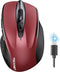 TECKNET Wireless Mouse (BT5.0/3.0 & 2.4G), Rechargeable 4800 DPI Silent Mouse, 8 Buttons Bluetooth Mouse, USB A - Red
