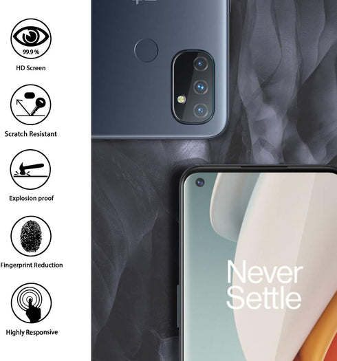 Orzero Compatible for OnePlus Nord N100, 3 Pack Tempered Glass Screen Protector + 2 Pack Flexible Camera Lens