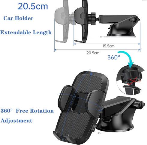 TUKEFEV 360 iPhone16/iPhone15/iPhone 15 Car Phone Holder Rotation Phone Holders for Your Car Quick Release Adjustable