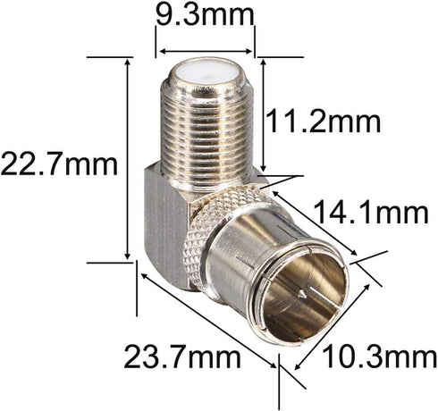 F Male to Female Right Angle Coax connectors Type F Adapters Push on Coaxial Quick Connect RG6 Connectors for Wall Mounted TV,Wall Plate, Cabinet, RV TV and Coaxial Cable Connection Pack of 2