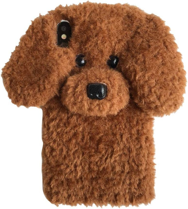 UnnFiko Super Cute Teddy Dog Fluffy Fur Case for iPhone 7 Plus/iPhone 8 Plus, Fuzzy Plush Soft TPU