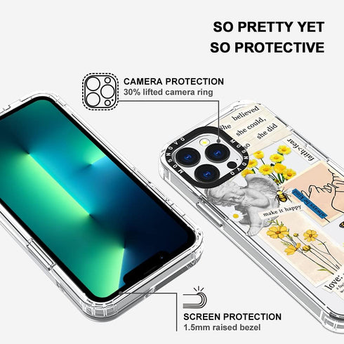 MOSNOVO Case for iPhone 13 Pro - Clear TPU Bumper Phone Case with Military-Grade Drop Protection, Vintage Art