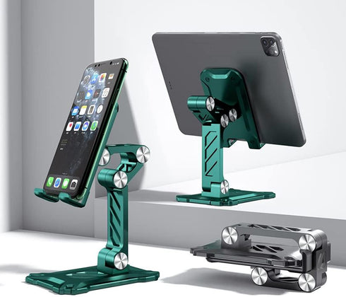 Pezixueran 4.7-13in Phone Stand for Desk. Foldable Desktop Mobile Phone Stand with Angle Height Adjustable, Portable