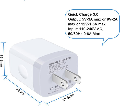 Quick Charge 3.0 Fast Charger with 6Ft USB Type C Cable for LG Stylo 4/5/6, Samsung Galaxy S24 S23 S22 S21