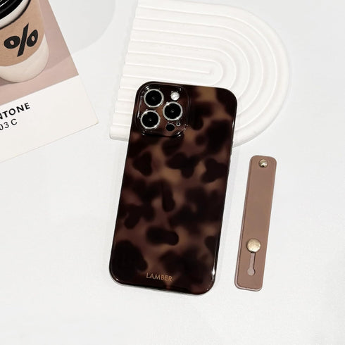 NITITOP 12 Compatible with iPhone Pro Max Case with Wrist Strap Cute Stylish Leopard Aesthetic Tortoise Amber Design