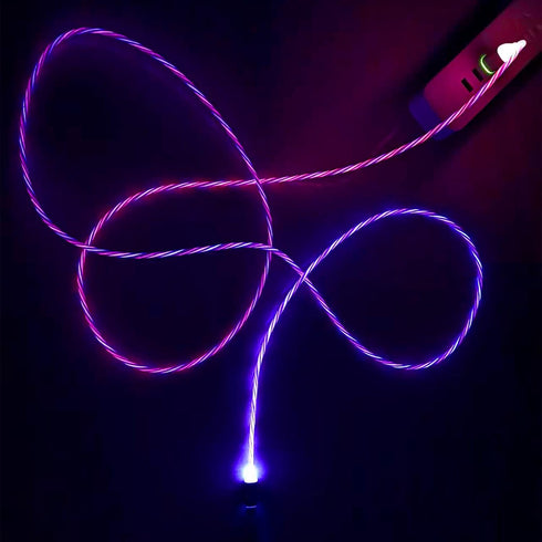 6.6ft/2m USB Cable 3A Type C Led Light Up Charging Cord 7 Colors RGB Gradual Changing Shining QC3.0 Fast Phone Charger Cord for Galaxy S20/S10/S9 Plus/Note 20/Switch/LG V30