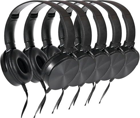 Bulk Kids Headphones for School Classroom 5-Pack,Durable Wired On-Ear 3.5mm Plug for