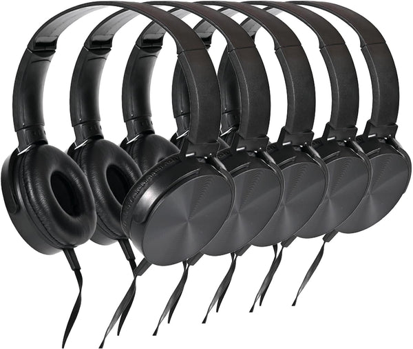 Bulk Kids Headphones for School Classroom 5-Pack,Durable Wired On-Ear 3.5mm Plug for