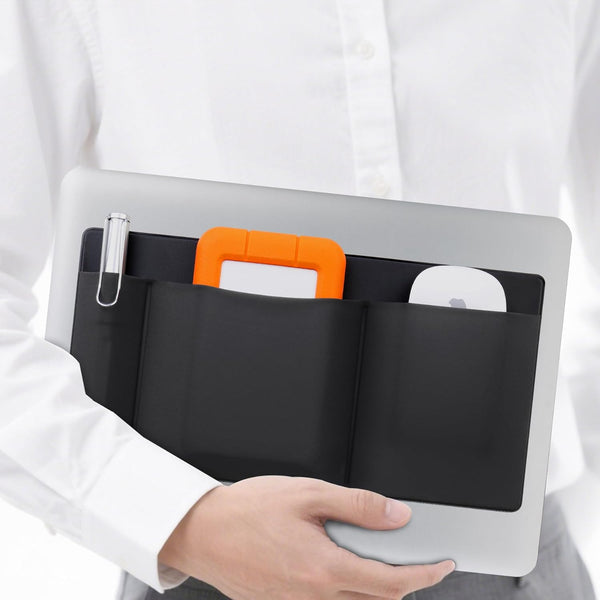 Lacdo 3-Pocket Mouse Holder for Laptop Stick on, External Hard Drive SSD