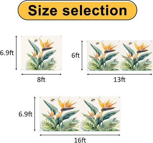 Jimehezon 8x6.9ft Summer Grommets Bird of Paradise Garage Door Banner Tropical Plant Bee Flower Botanical Garage Door