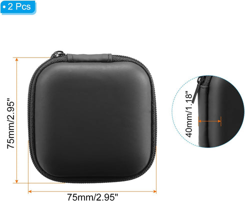 PATIKIL 2.95x2.95 Electronic Organizer Case, 2Pcs EVA Hard Waterproof Square Travel Carrying Case with Zipper for Digital Multimeter, Camera, Charger Cord, Earphone, Black