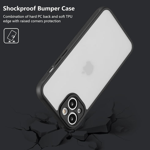 RALEAVO iPhone 13 Case - Slim Black Matte Hard PC Cover, Military Drop Protection, Skin-Friendly, 6.1-inch.