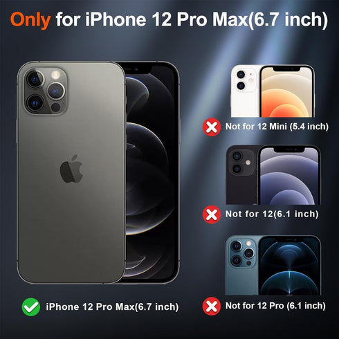 SUPFINE Magnetic for iPhone 12 Pro Max Clear Case (Compatible with MagSafe) (Never Yellow) (Ultra Slim) (2X Tempered Glass Screen Protector) Lightweight & Thin Case