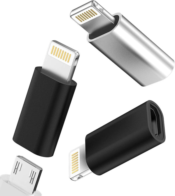 Micro USB to Lightning Adapter for iPhone 5s, 6, 7, 8, X, XR, XS, 11, 12 Mini, iPad Air - Lightning Male to Micro USB