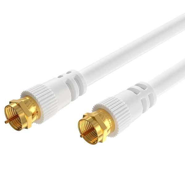 Cables Direct Online Coaxial Cable 15FT White RG6 Male F Type Extension Wire for Indoor/Outdoor Satellite Dish TV