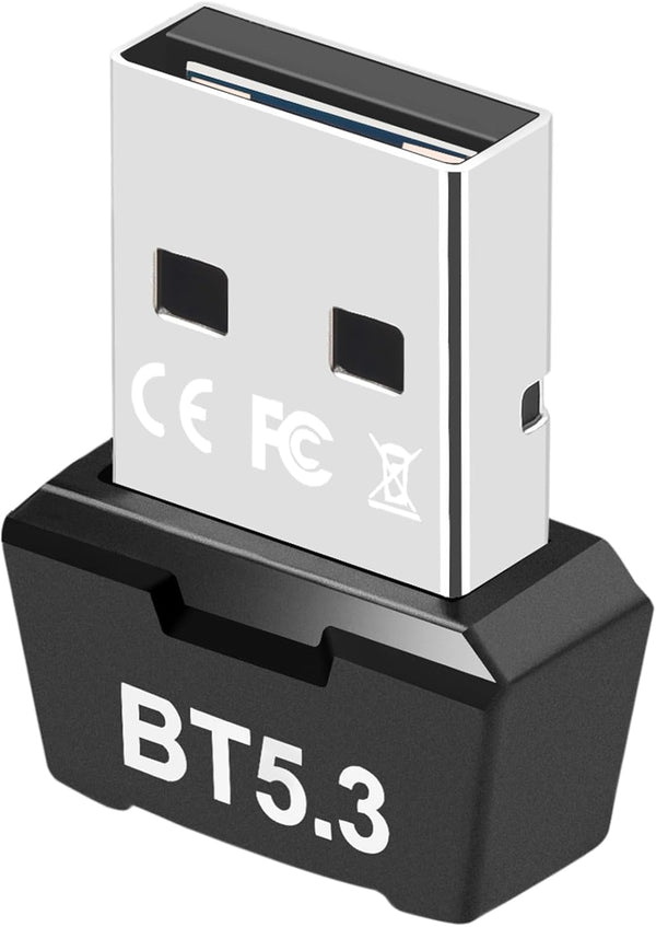 USB Bluetooth 5.3 Adapter for PC, Wireless Transmitter Receiver for Desktop, Laptop, Supports Windows 11/10/8.1/7
