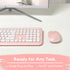 X9 Pink Keyboard and Mouse Combo - 2.4G Wireless Cute Colorful Wireless Set (110 Keys and 18 Shortcuts) for PC and