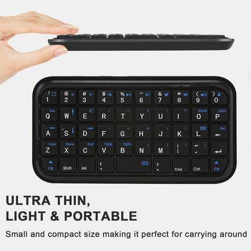 Wireless Bluetooth Keyboard, Ultra Slim Silent Mini Rechargeable Portable Pocket Keyboard, Travel Size Handheld 49 Keys