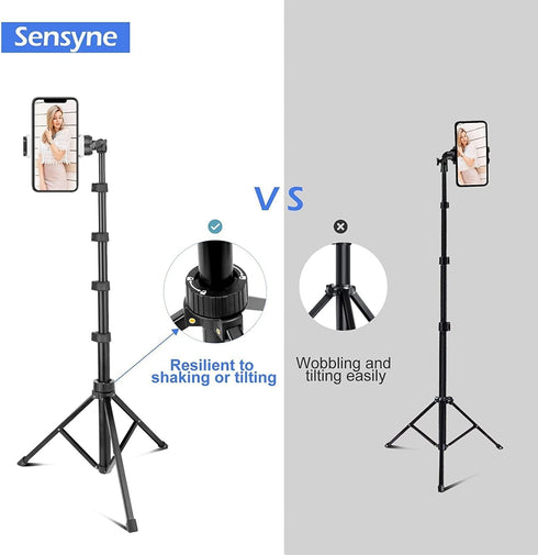 SENSYNE 62" Phone Tripod & Selfie Stick, Extendable Cell Phone Tripod Stand with Wireless Remote
