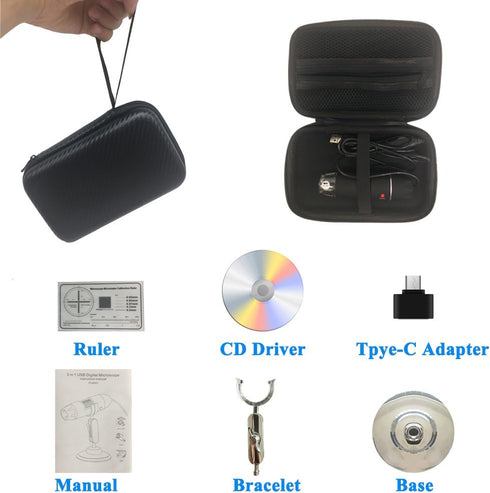 Original 40-1000X USB Microscope with Portable Carrying Case, Digital Magnification Endoscope Camera for Android,